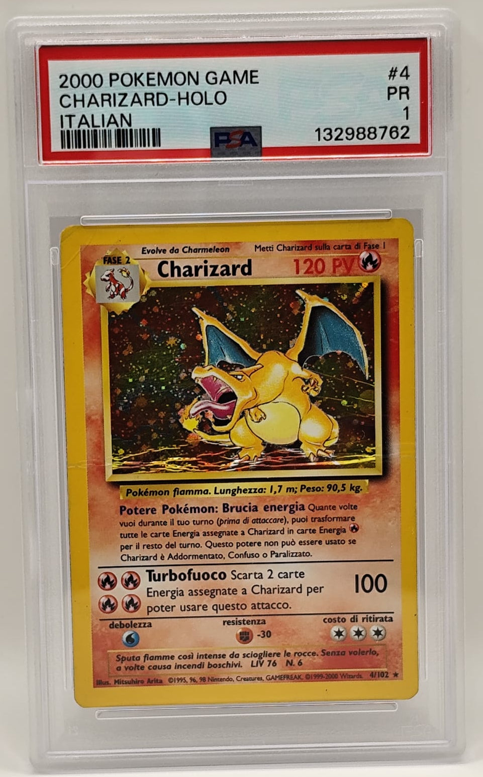 pokemon charizard holo psa 1 italiano