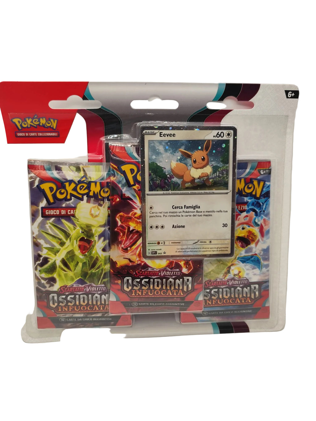 Blister da 3 bustine Pokémon Scarlatto e Violetto - Ossidiana Infuocata